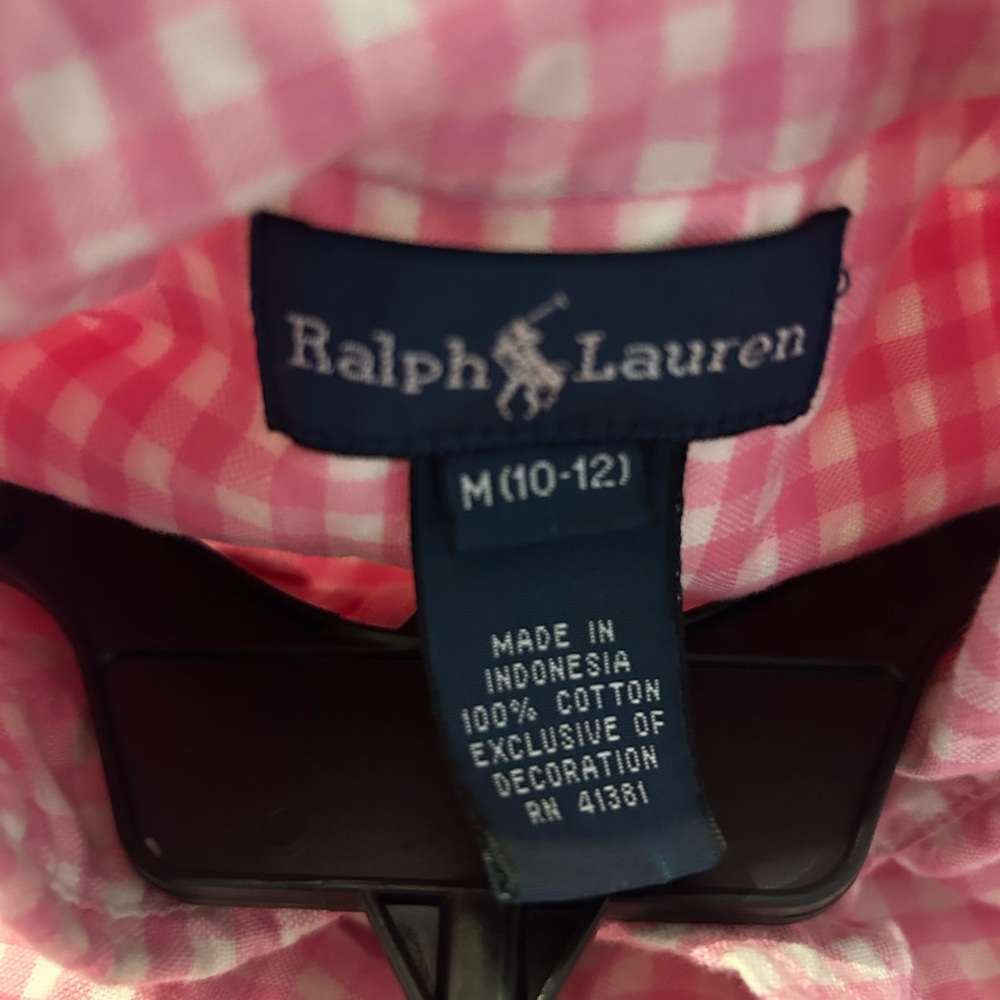 Kids Ralph Lauren 8-10 pink and white checker pattern oxford button down